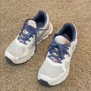 On Running White and Navy Sneakers